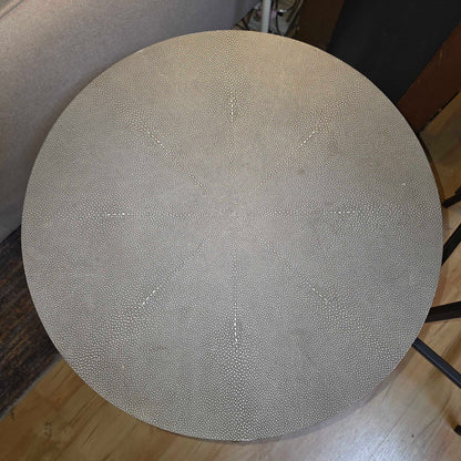 RH Faux Shagreen Round Accent Table with Brass Legs