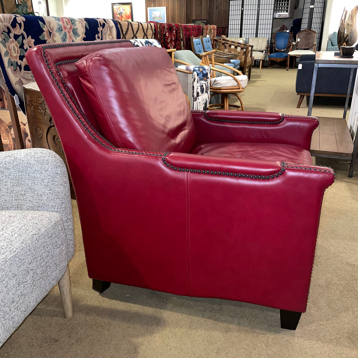 Red Leather Studded Accent Chair U ACCENT CHAIRS
