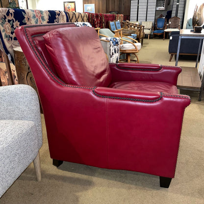 Red Leather Studded Accent Chair U ACCENT CHAIRS