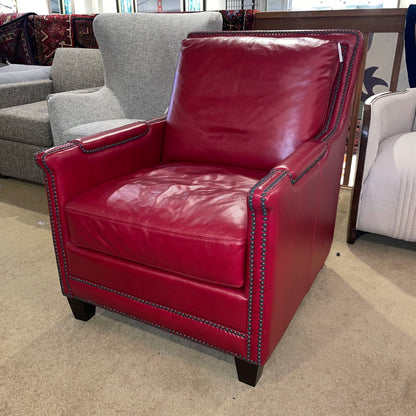 Red Leather Studded Accent Chair U ACCENT CHAIRS