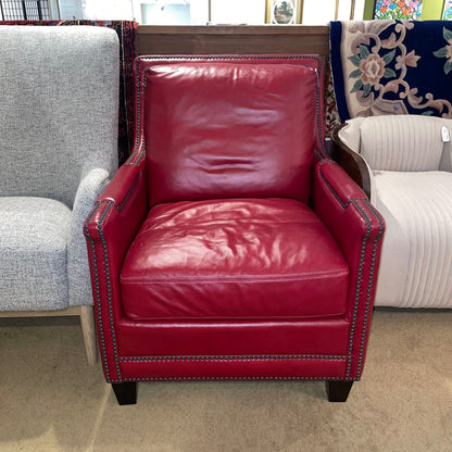 Red Leather Studded Accent Chair U ACCENT CHAIRS