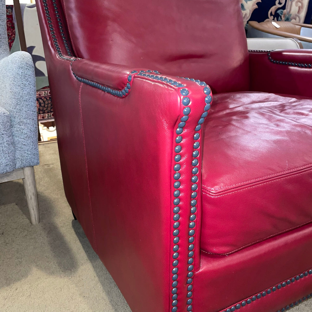 Red Leather Studded Accent Chair U ACCENT CHAIRS