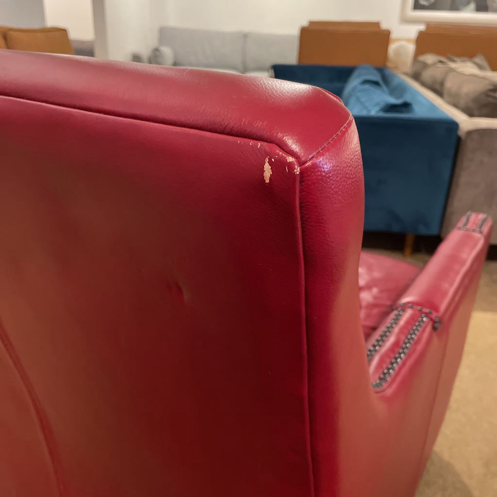 Red Leather Studded Accent Chair U ACCENT CHAIRS