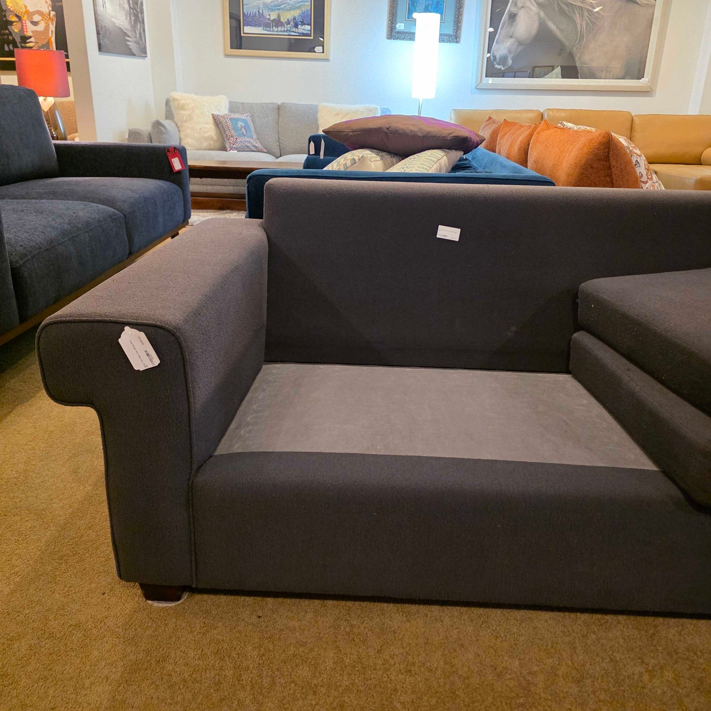 Gray Two Seat Low Sitting Sofa
