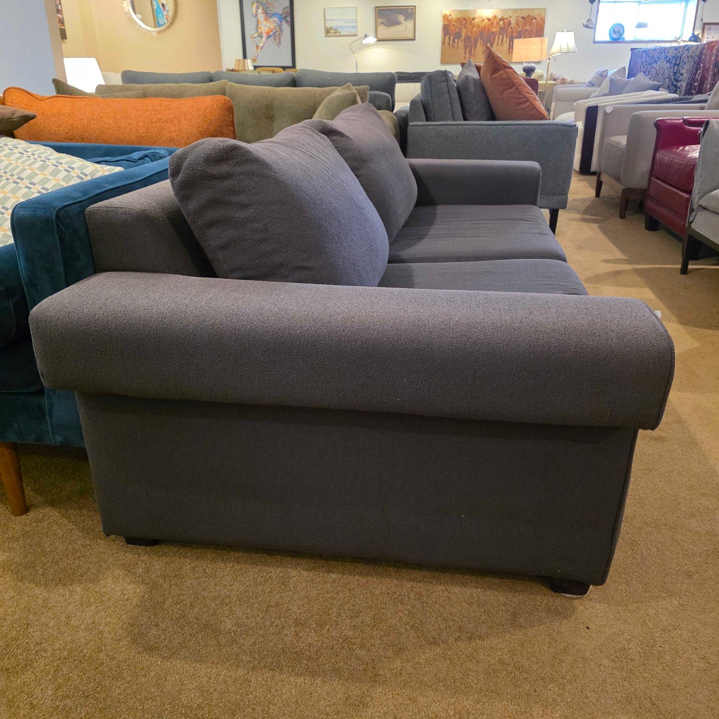 Gray Two Seat Low Sitting Sofa