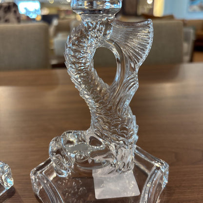 Set of 2 Glass Dolphin Candlesticks