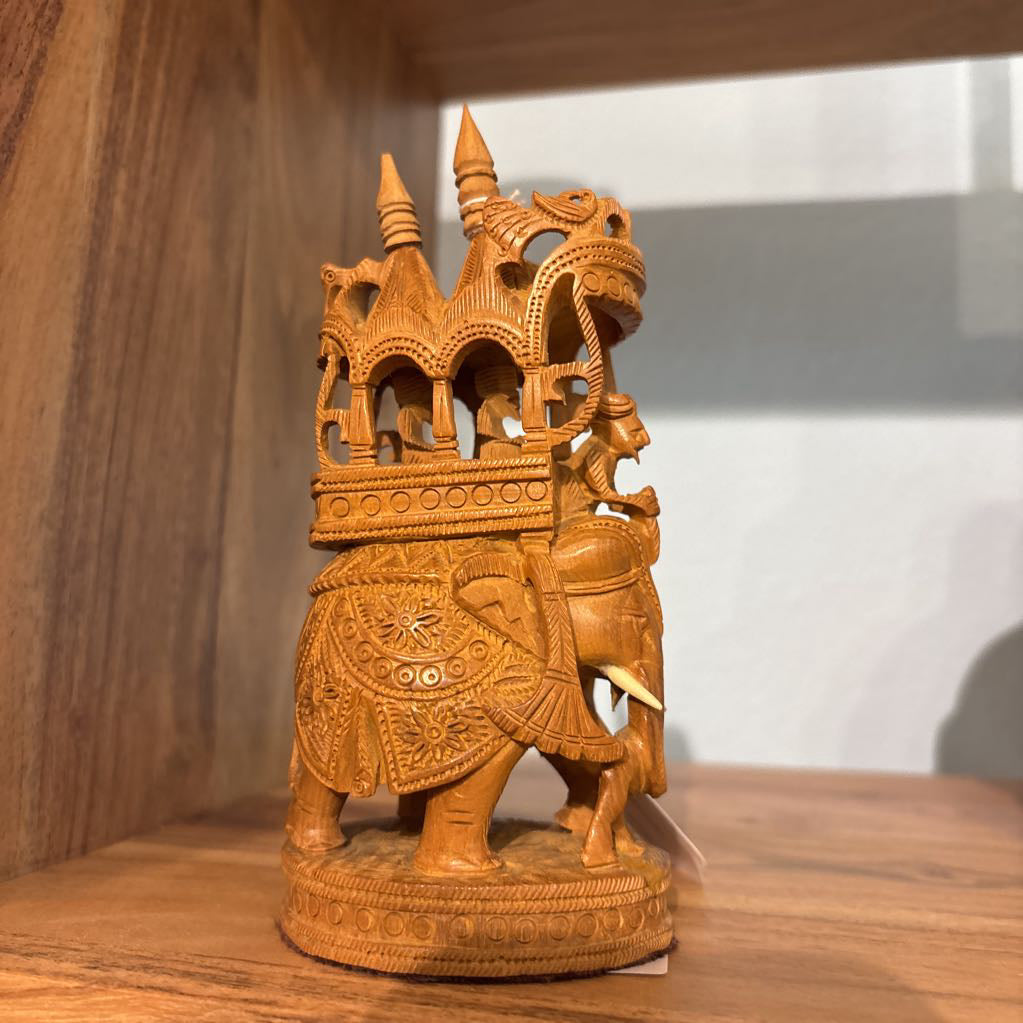 Vintage Hand Carved Wooden Elephant Figure