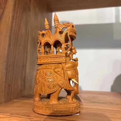 Vintage Hand Carved Wooden Elephant Figure