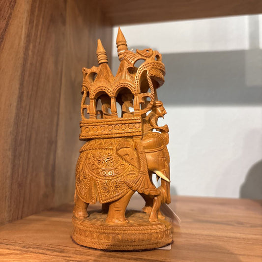 Vintage Hand Carved Wooden Elephant Figure