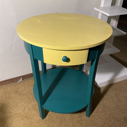 Round 2 Tier Side Table with Yellow Top