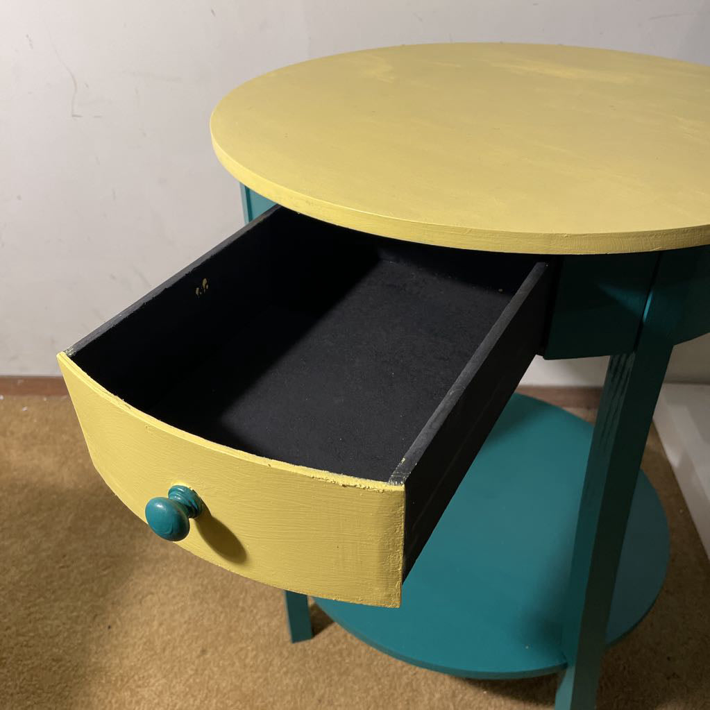 Round 2 Tier Side Table with Yellow Top