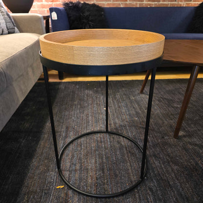 Round Wood and Metal Table/Stand