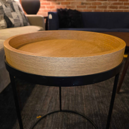 Round Wood and Metal Table/Stand