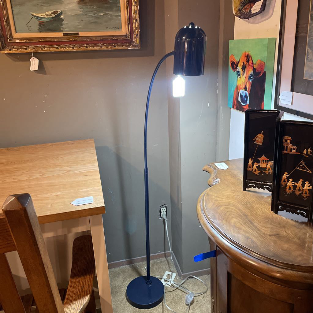 Navy Blue Curved Neck Floor Lamp LAMPS