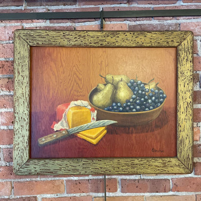 Fruit and Bread on Framed Panel