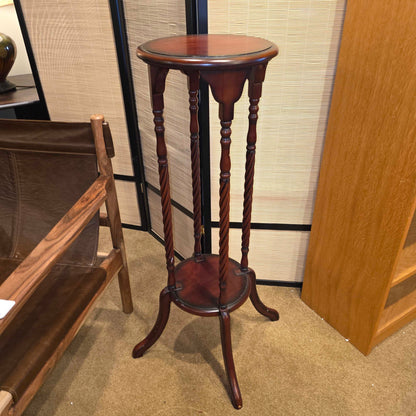 Carved Wood 2 Tier Plant Stand