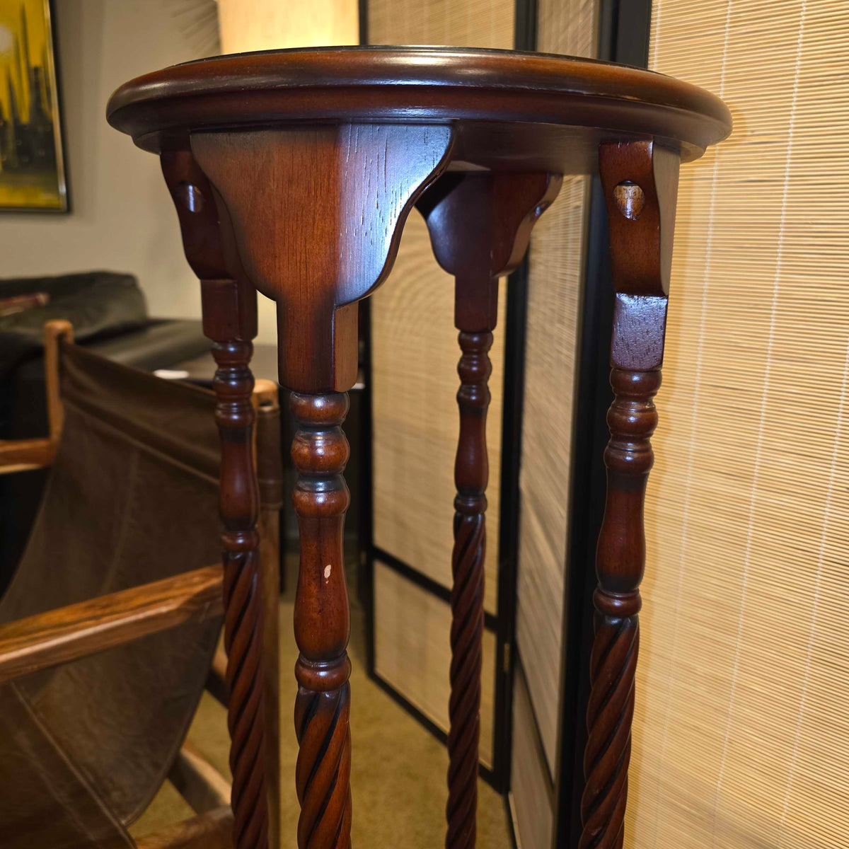 Carved Wood 2 Tier Plant Stand