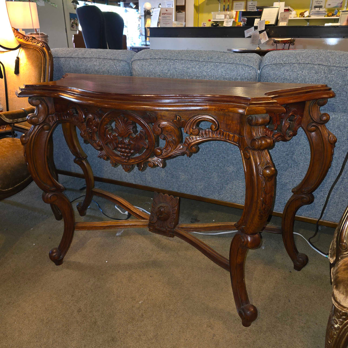 Ornate Carved Wood Console Table