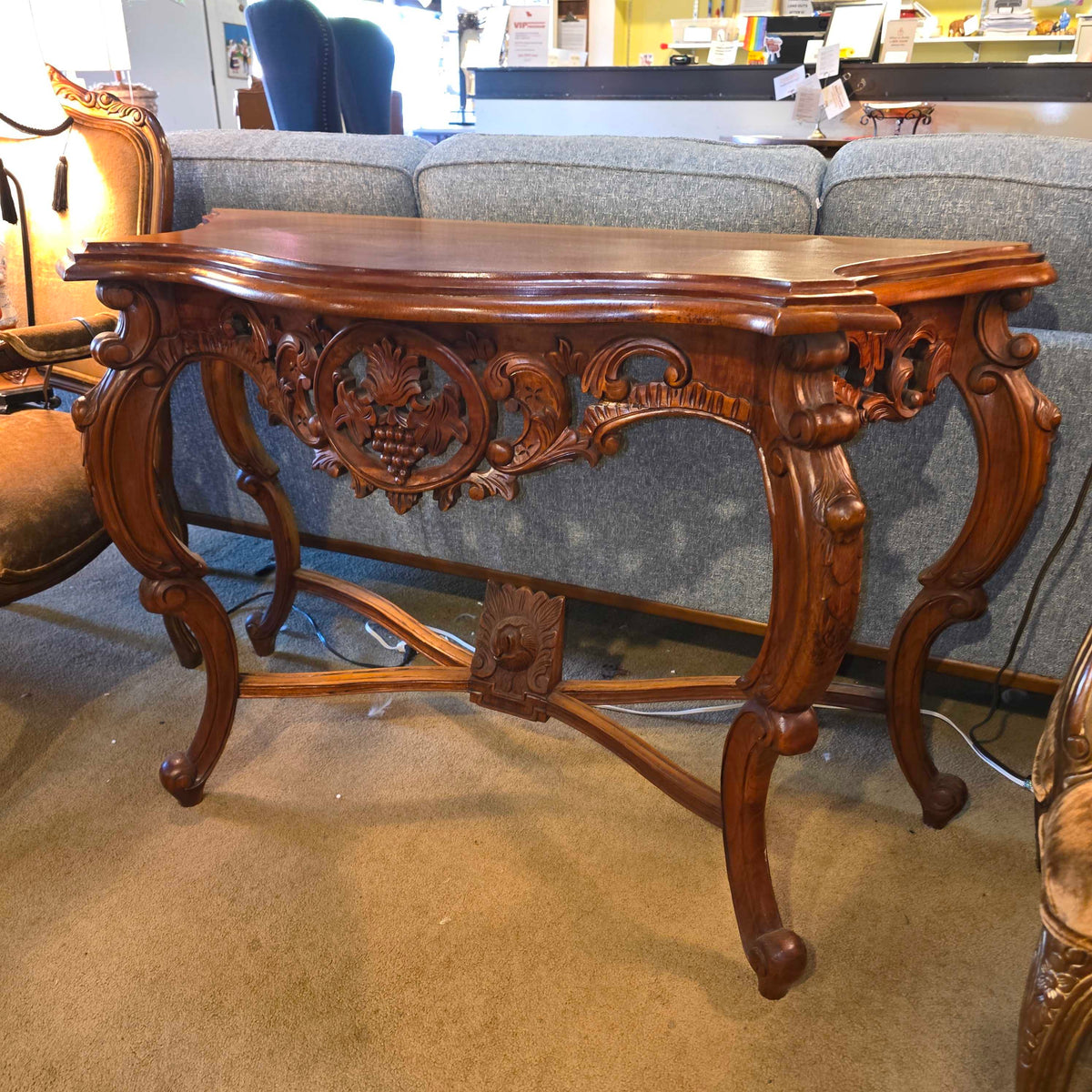 Ornate Carved Wood Console Table
