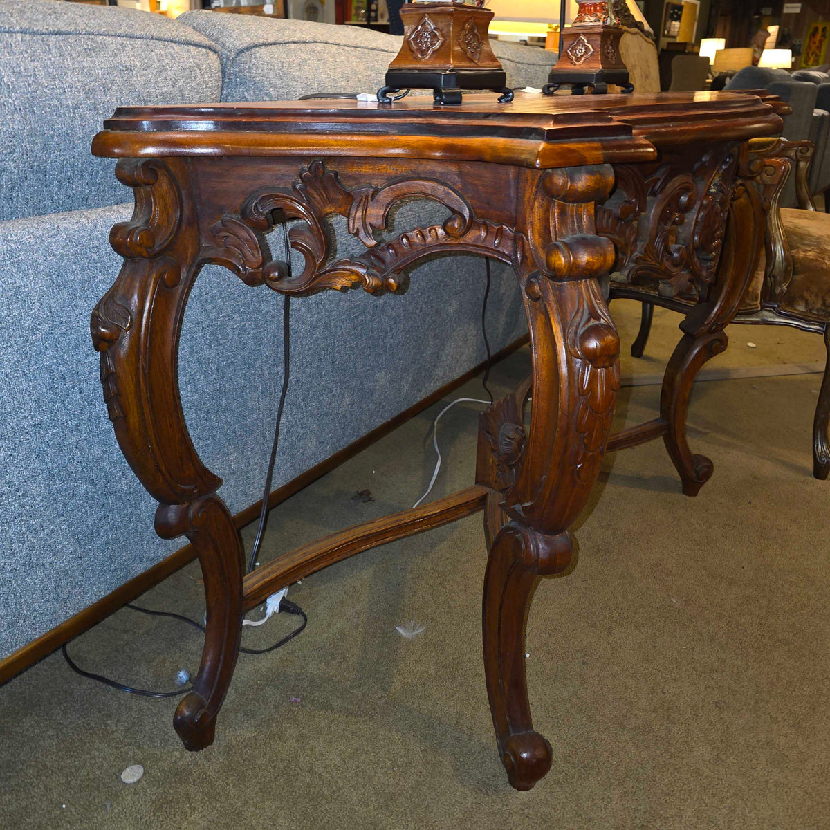 Ornate Carved Wood Console Table