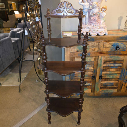 5 Tier Carved Wood Shelf C BOOKSHELVES