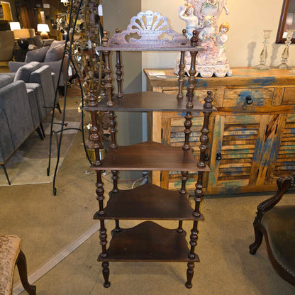 5 Tier Carved Wood Shelf C BOOKSHELVES
