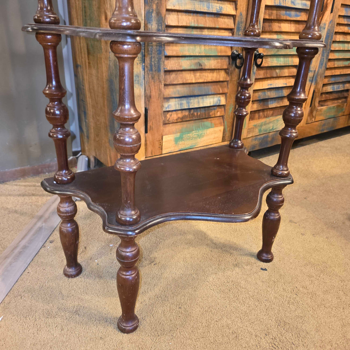 5 Tier Carved Wood Shelf C BOOKSHELVES
