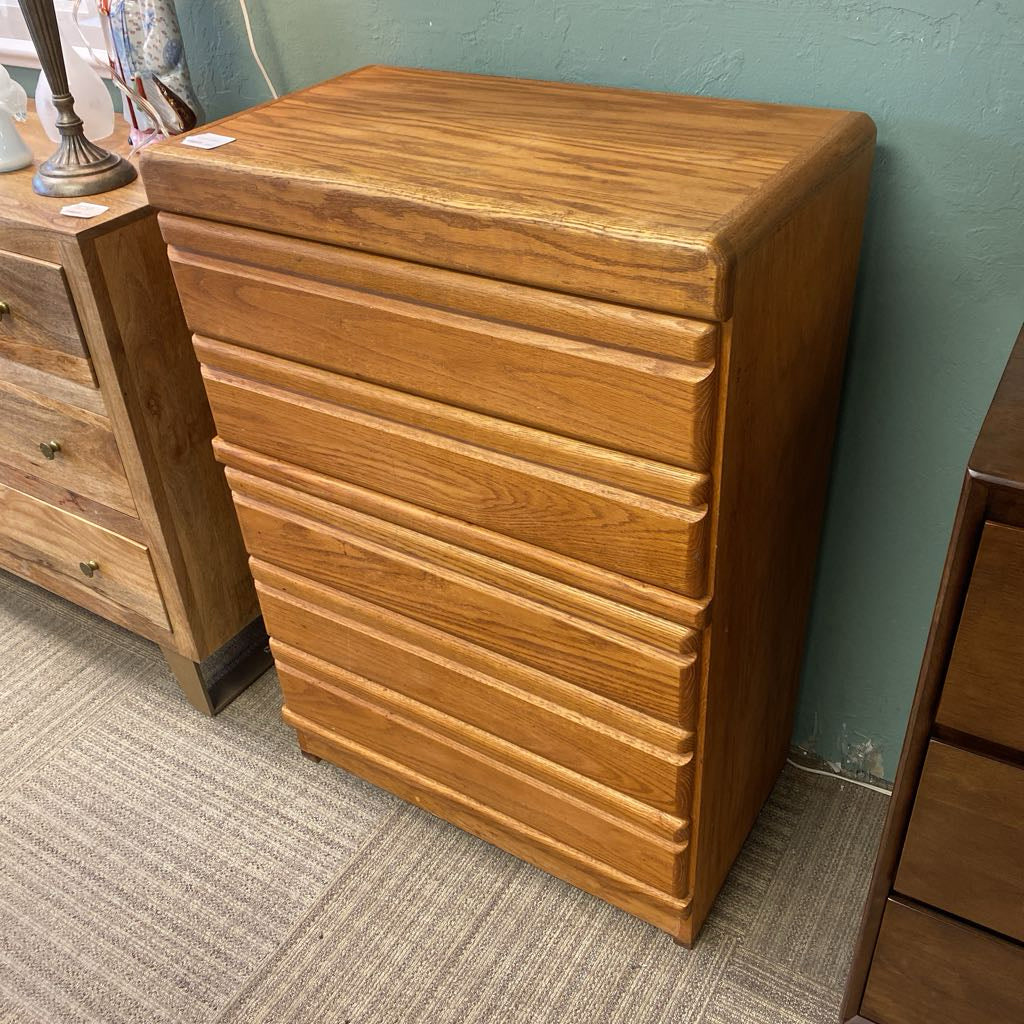Oak Five Drawer Highboy