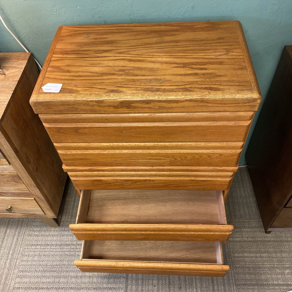 Oak Five Drawer Highboy