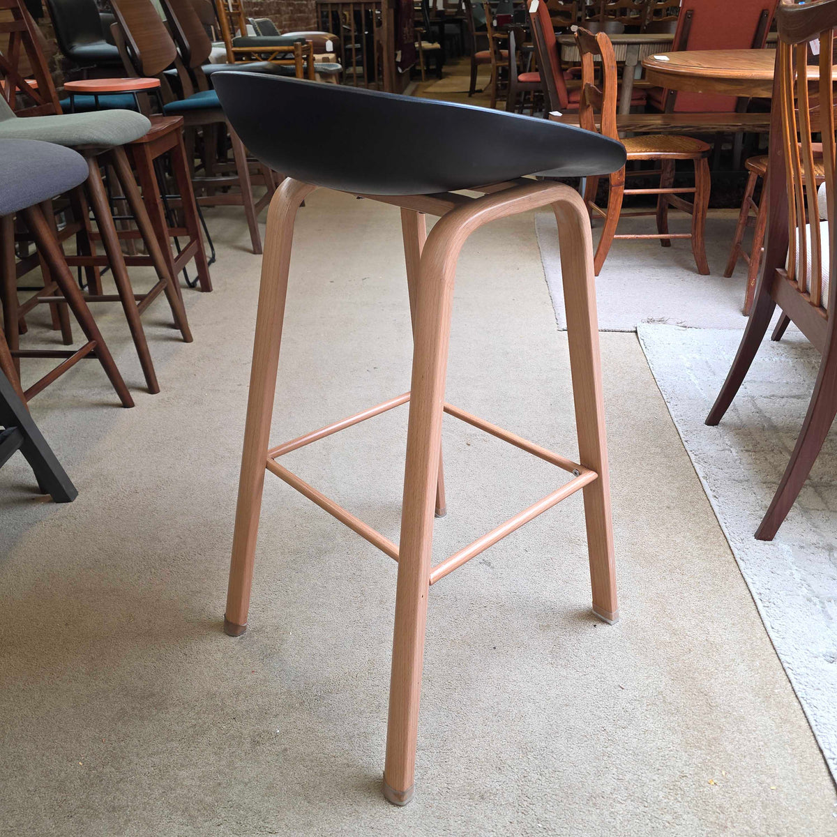 Black Seat w Blonde Leg Stool