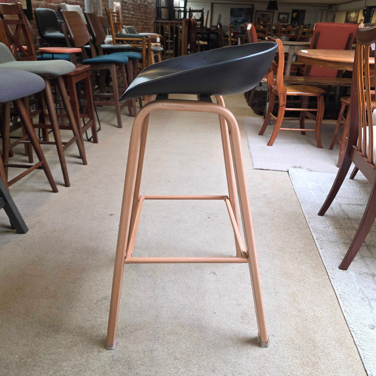 Black Seat w Blonde Leg Stool