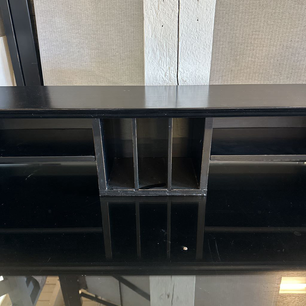 Two Drawer Black Desk W/ Glass Top And Organizer