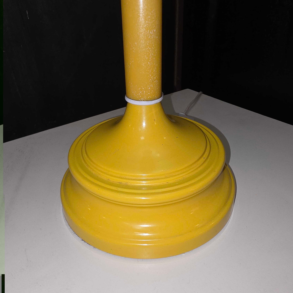 Yellow Base Vintage Table Lamp with Lattice Shade