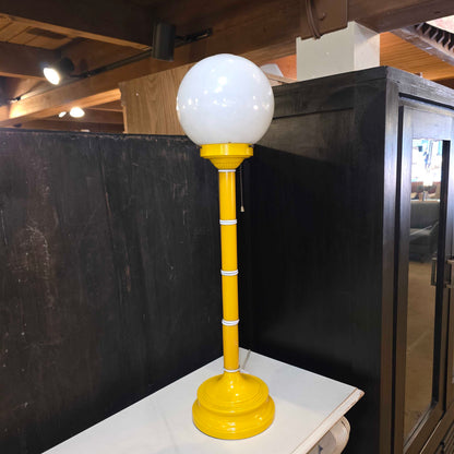Yellow Base Vintage Table Lamp with Lattice Shade