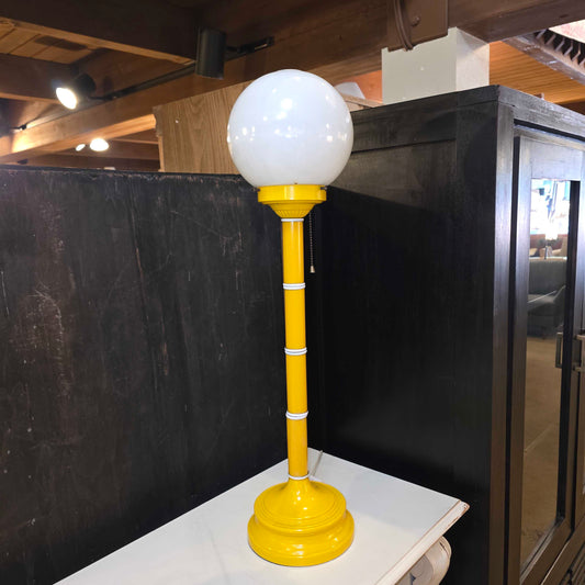 Yellow Base Vintage Table Lamp with Lattice Shade