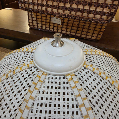 Yellow Base Vintage Table Lamp with Lattice Shade