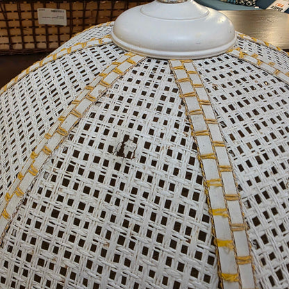 Yellow Base Vintage Table Lamp with Lattice Shade
