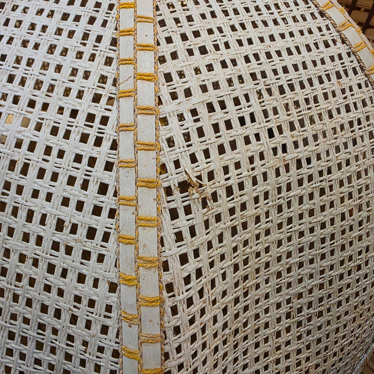 Yellow Base Vintage Table Lamp with Lattice Shade