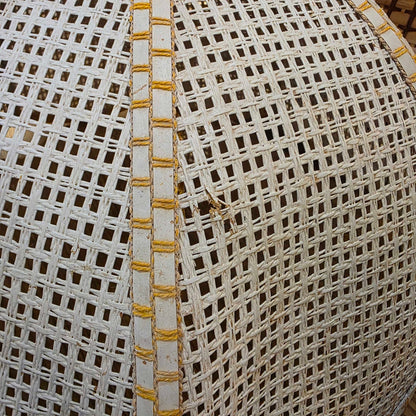 Yellow Base Vintage Table Lamp with Lattice Shade