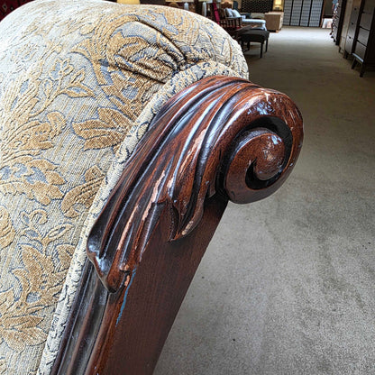 Ornate Curved Arm Floral Patterned Chair