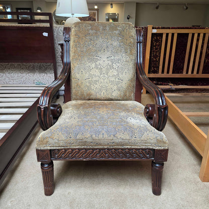 Ornate Curved Arm Floral Patterned Chair