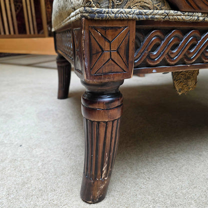 Ornate Curved Arm Floral Patterned Chair