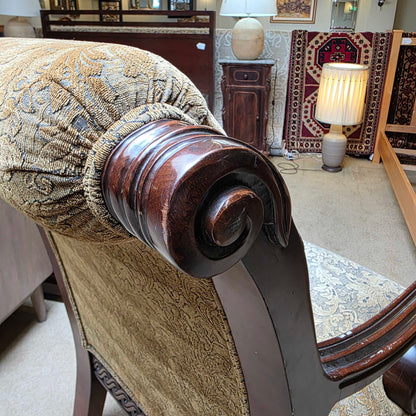 Ornate Curved Arm Floral Patterned Chair