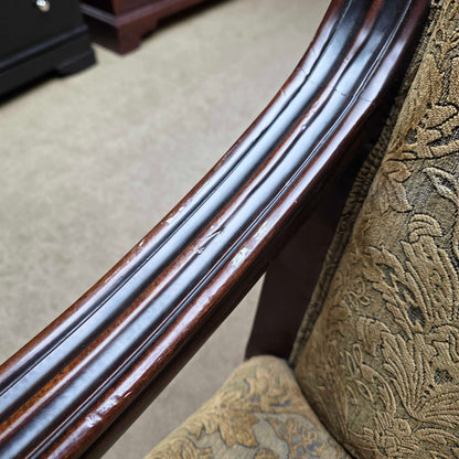 Ornate Curved Arm Floral Patterned Chair
