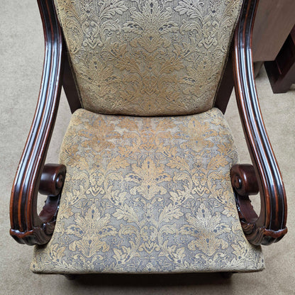 Ornate Curved Arm Floral Patterned Chair