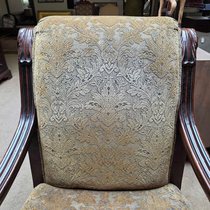 Ornate Curved Arm Floral Patterned Chair