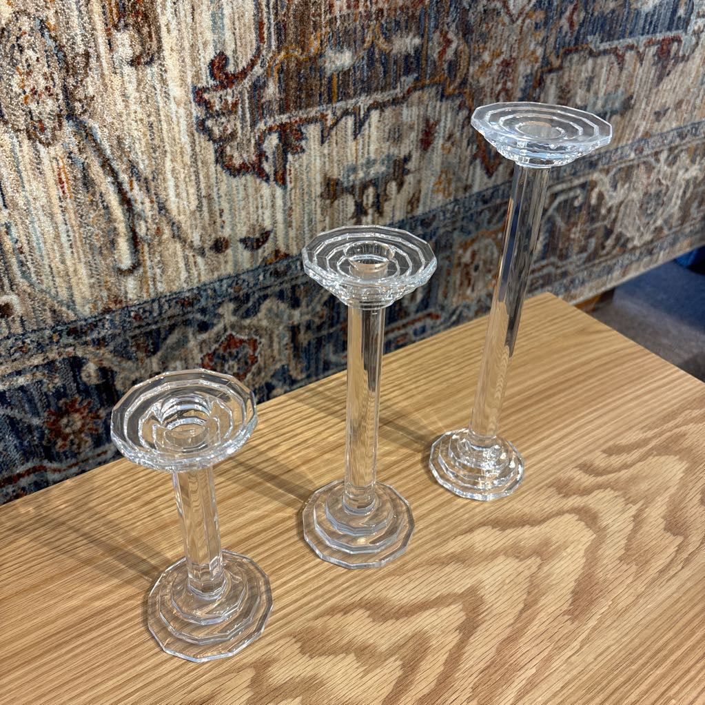 (SET OF 3) Glass Candle Stick Stand