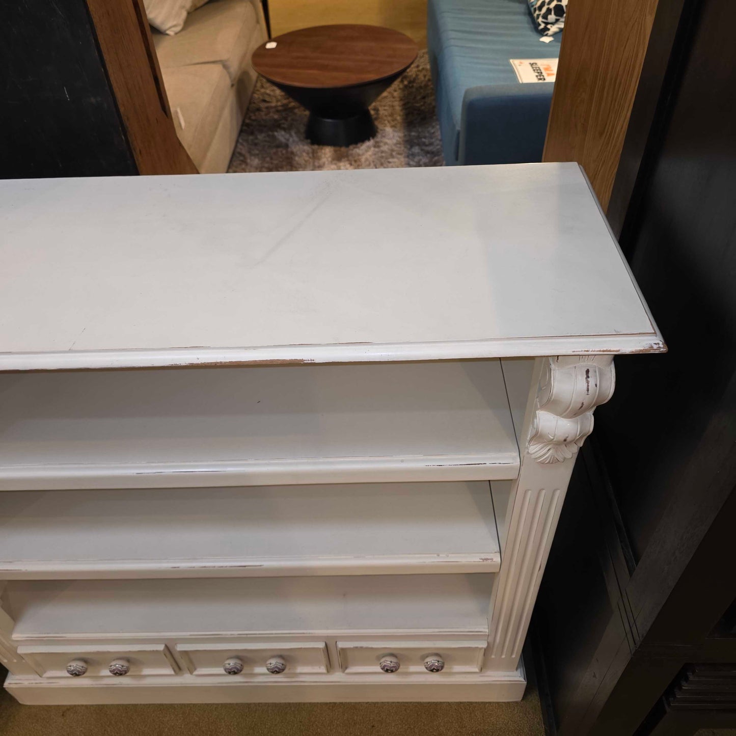 White 3 Drawer 3 Tier Bookshelf