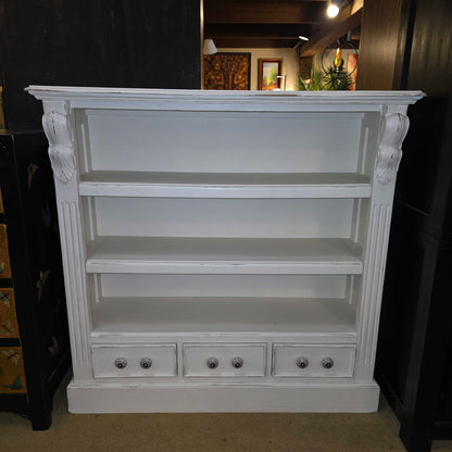 White 3 Drawer 3 Tier Bookshelf