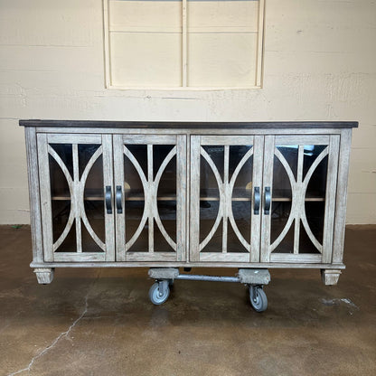 The Rustic Lattice 4-Door Sideboard Credenza